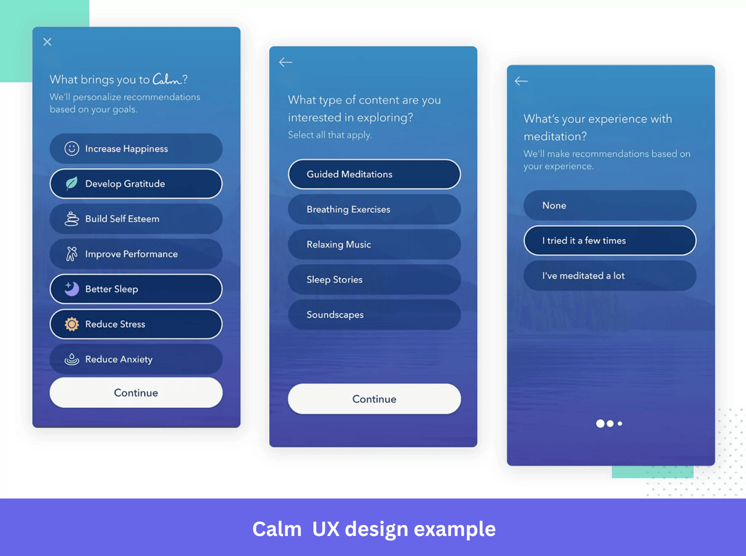 Calm UX design example