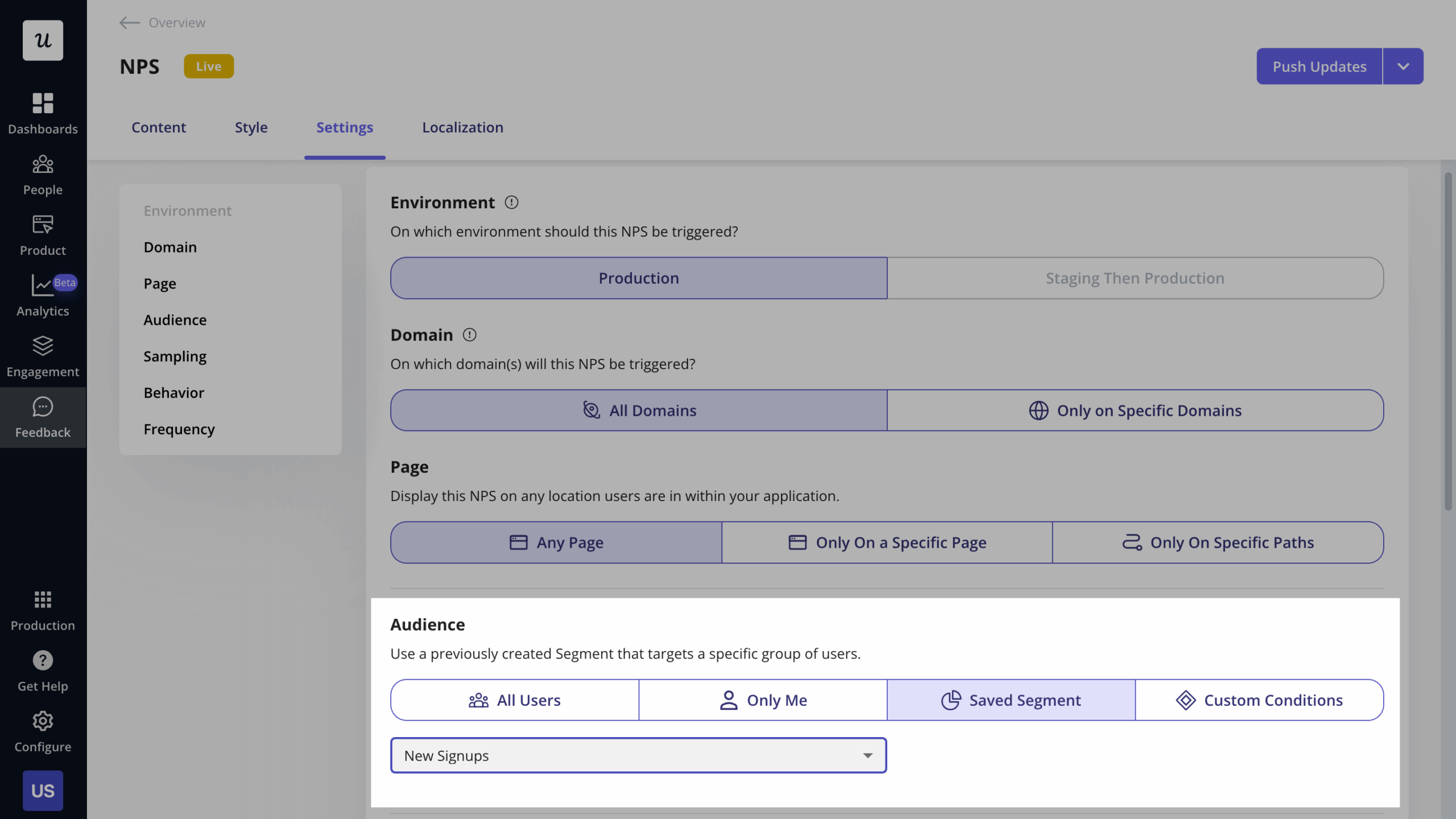 Easy customer segmentation in Userpilot.