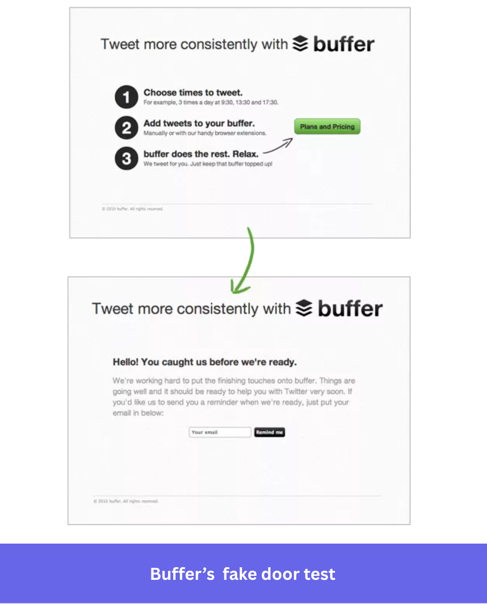 Buffer fake door test