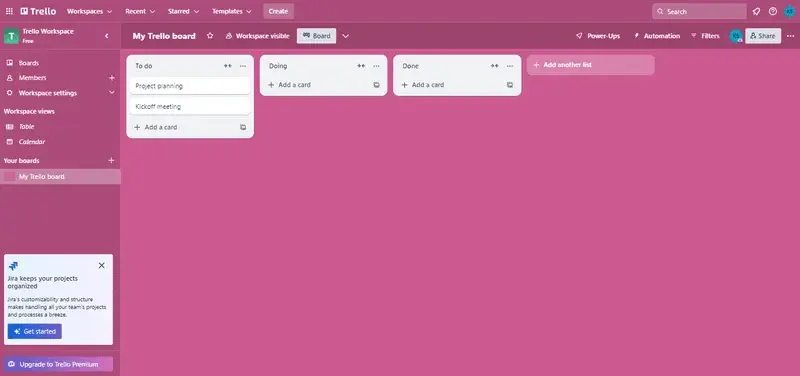 Trello board.