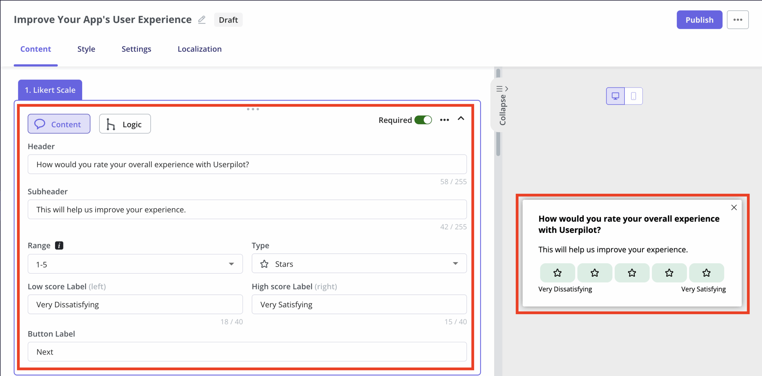 Capture and analyze user sentiment code-free with Userpilot.