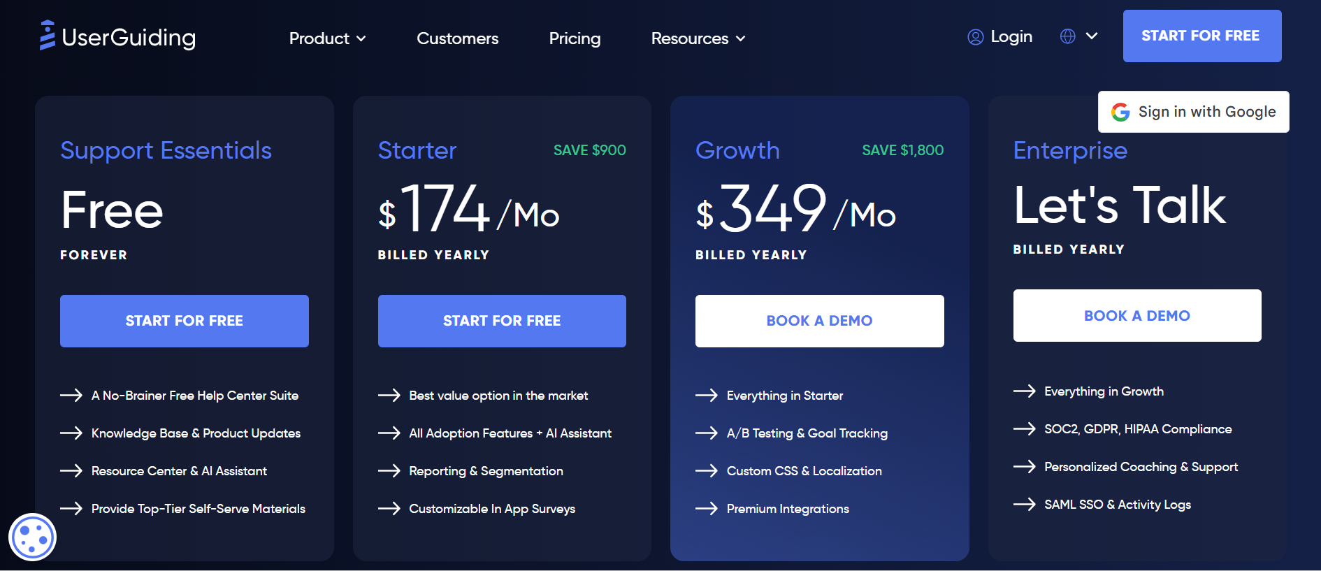 UserGuiding pricing.