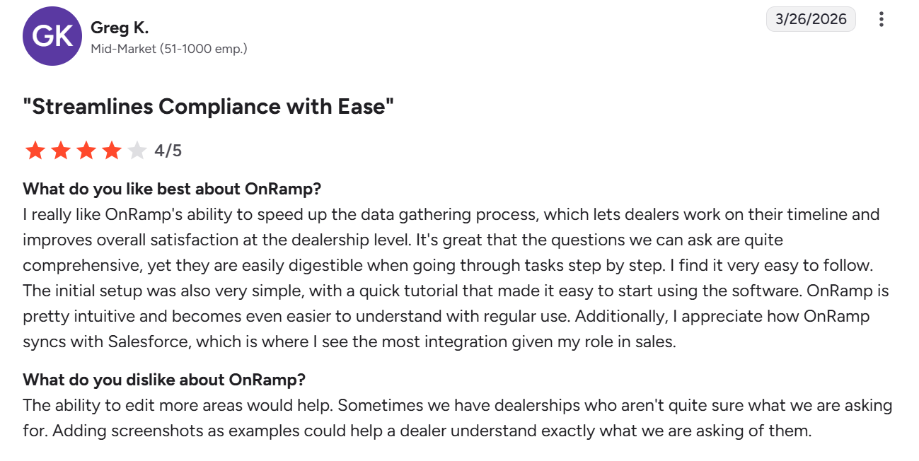 Greg's review on G2.