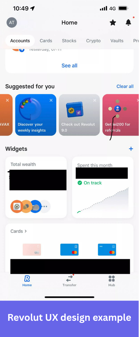 Revolut UX design example