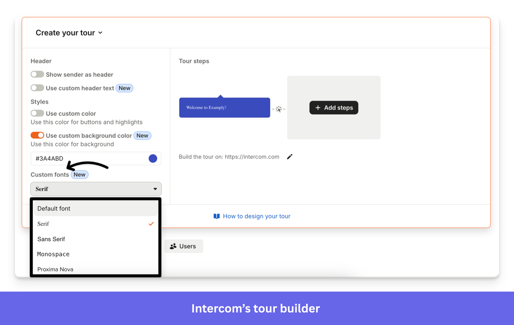 Building onboarding tour in Intercom