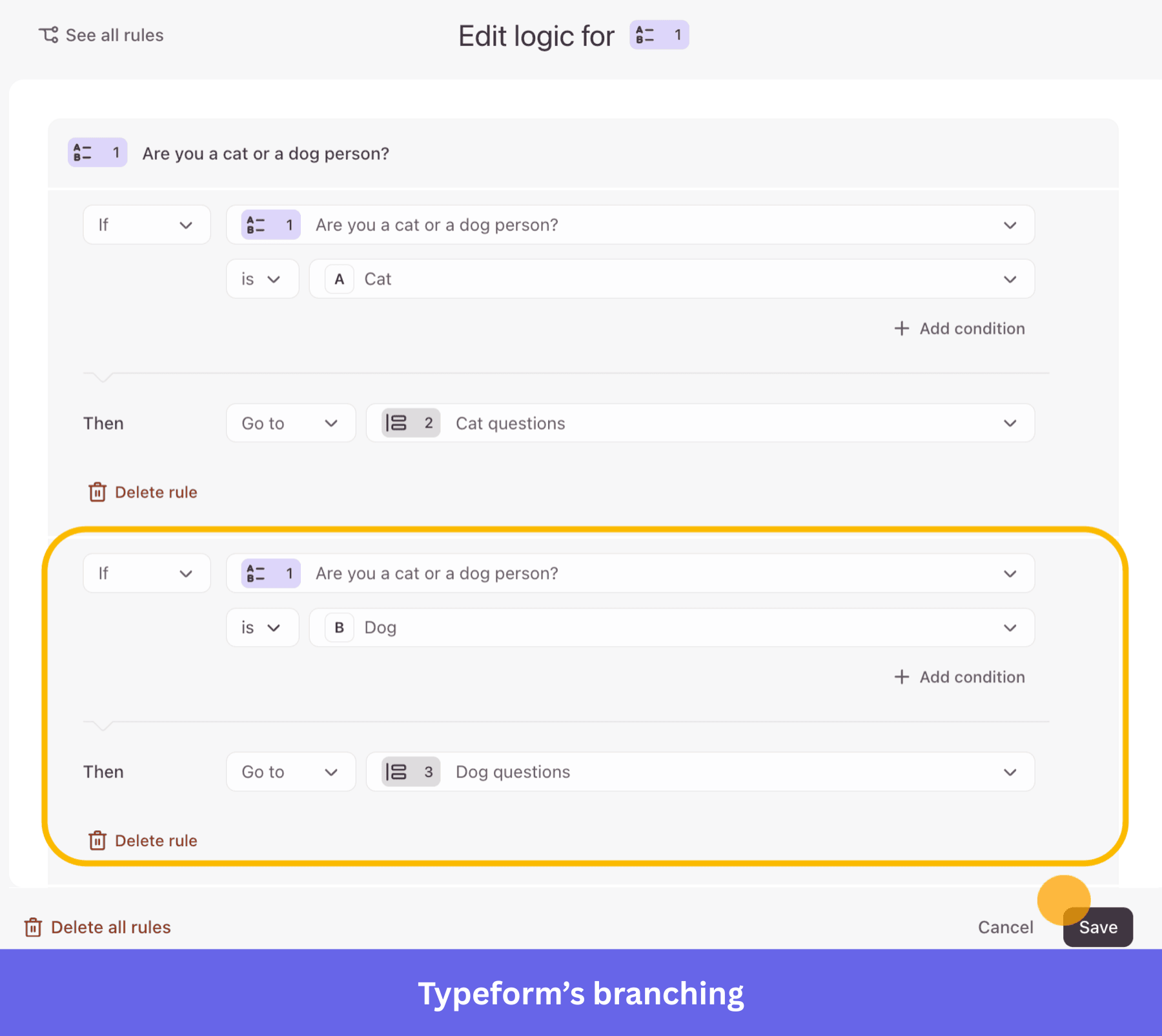 Typeform's branching feature