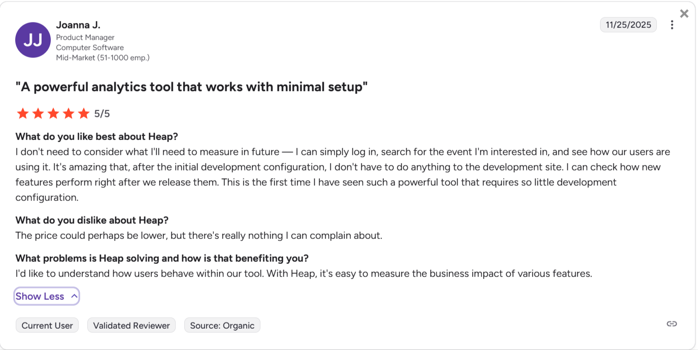 Heap review for automatic capture of events.