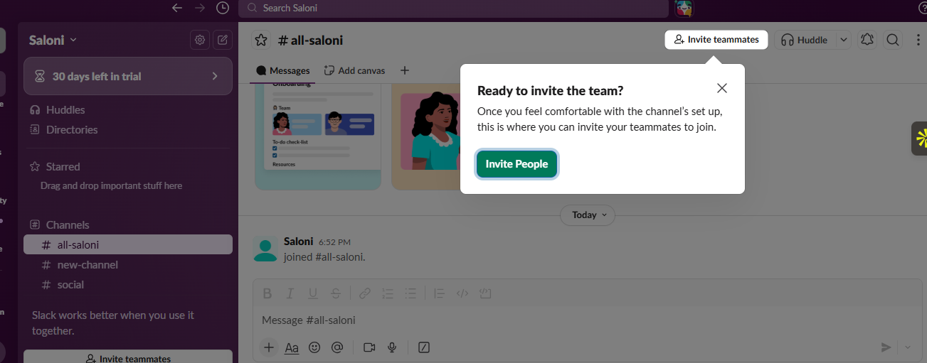 Slack onboarding tour