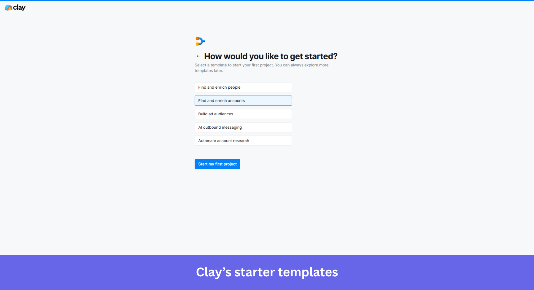 Clay onboarding screen.
