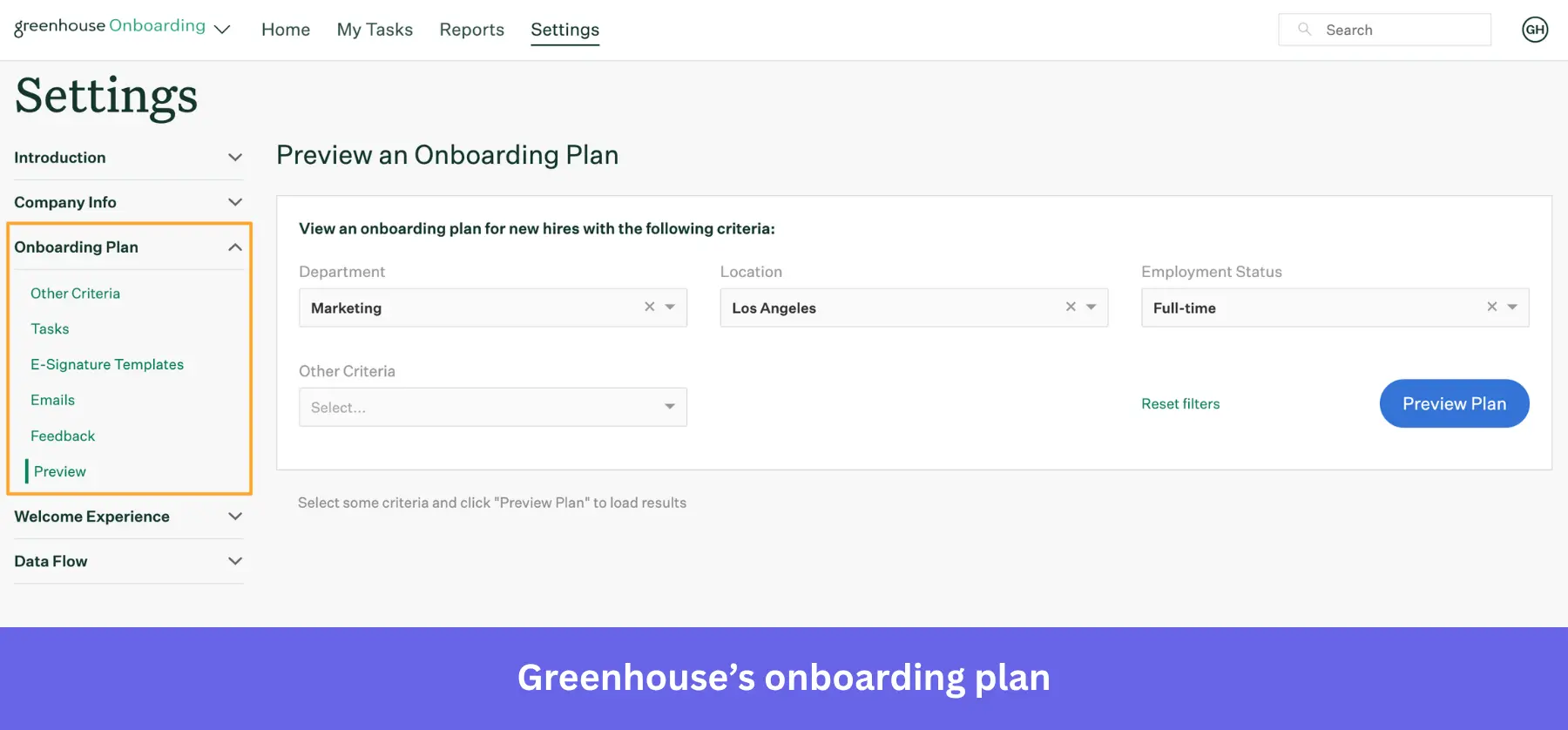 Greenhouse plan for successful onboarding process.