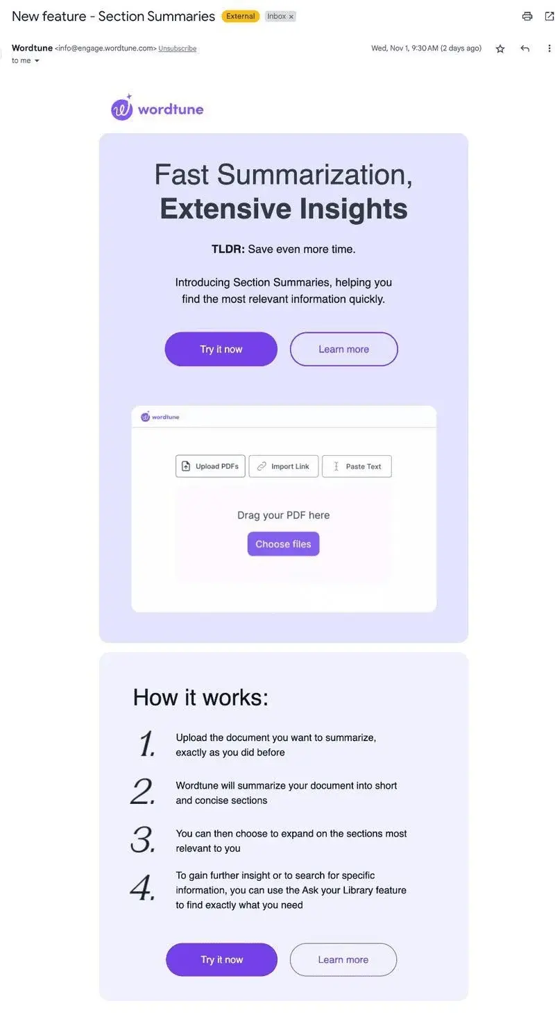 Wordtune fast summarization product launch
