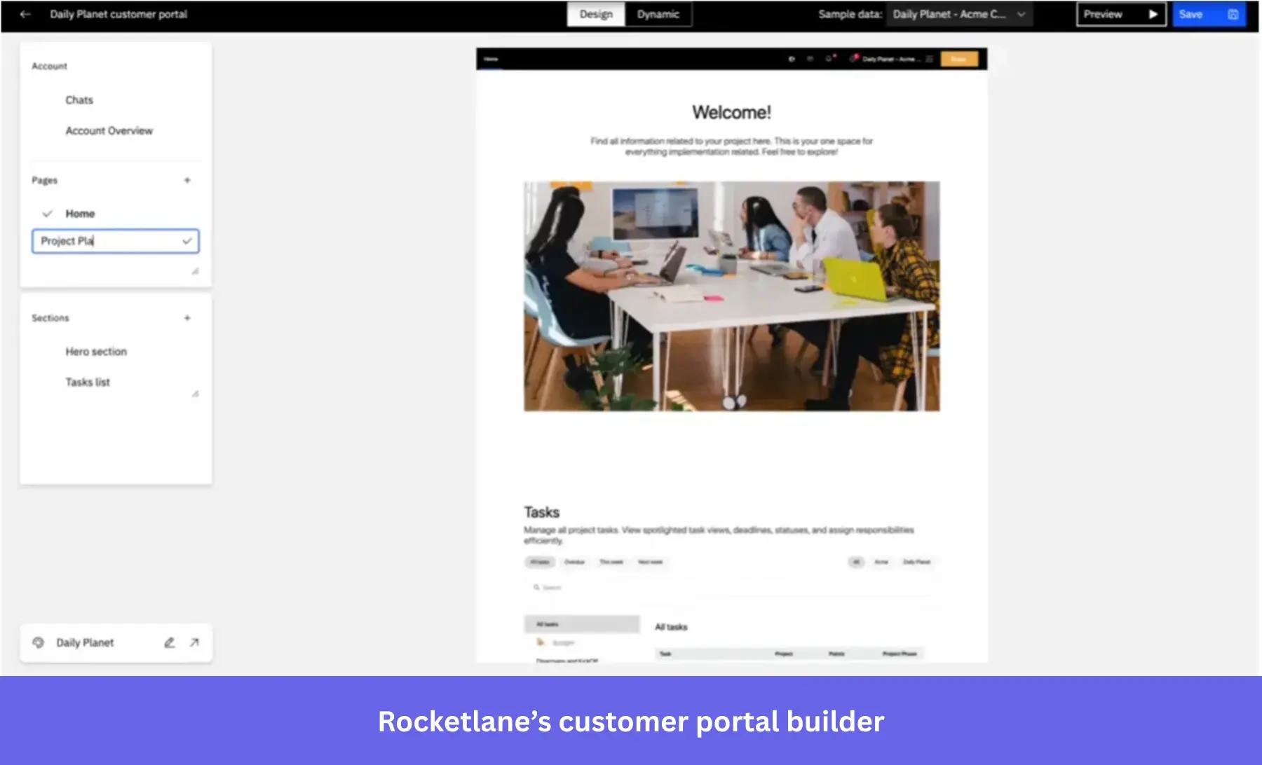 Building a customer portal and adding onboarding resources in rocketlane.
