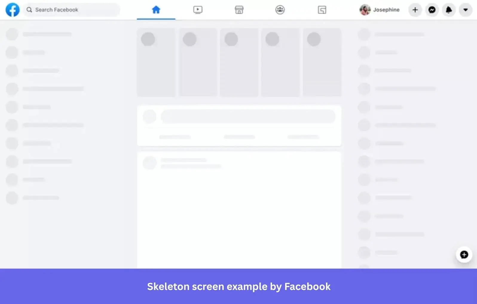 Skeleton screen example by Facebook
