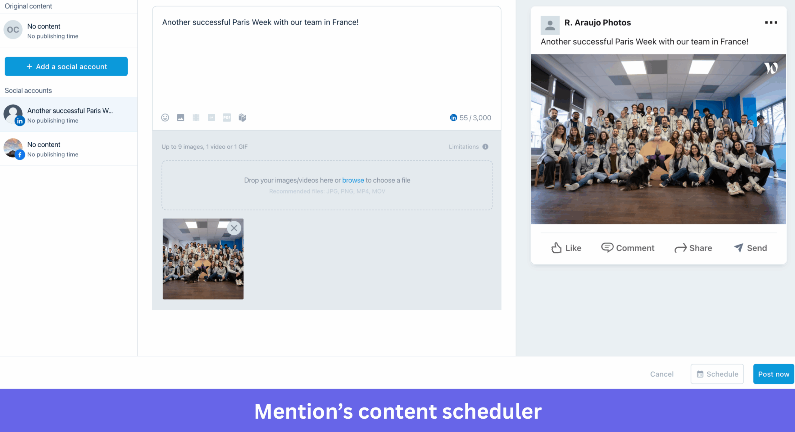 Mention's content scheduler feature