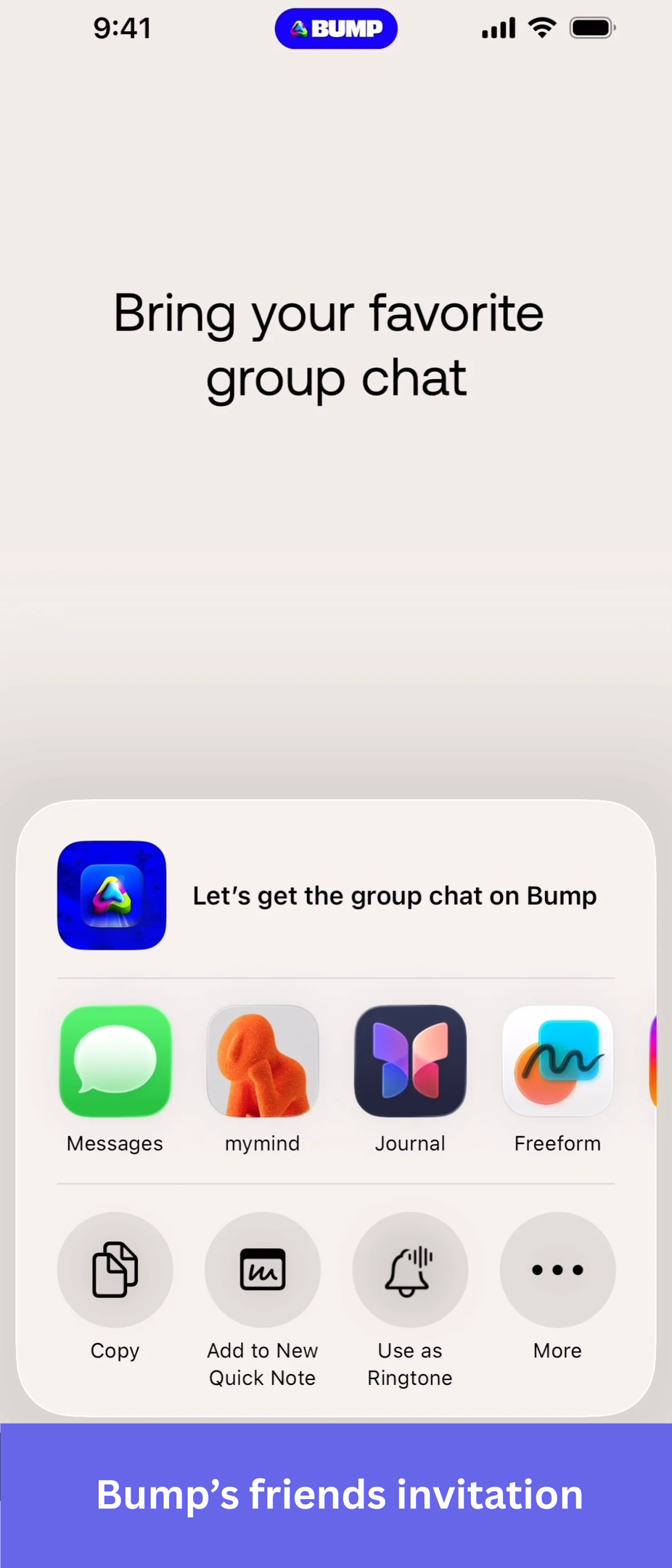 Bump friends invitation.