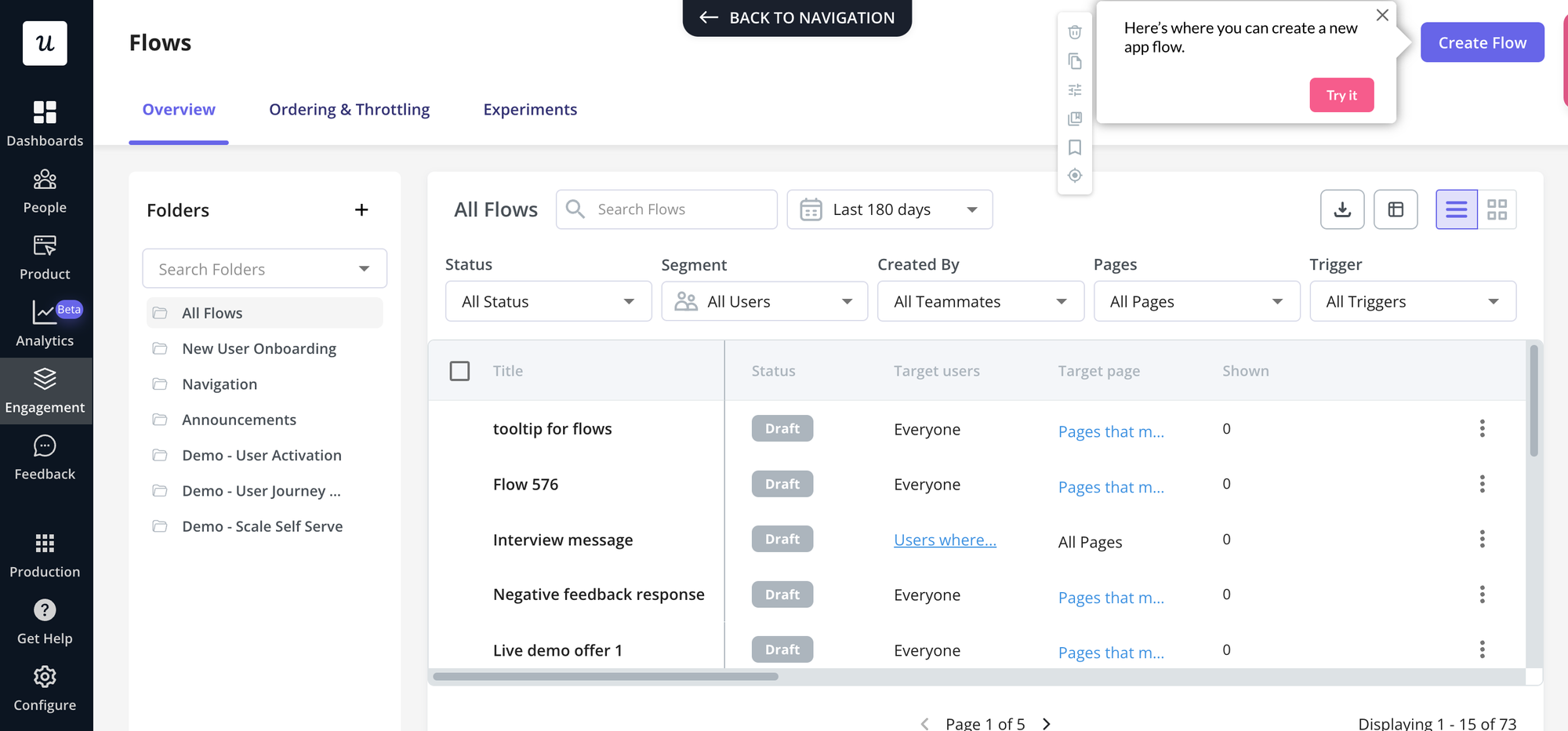 A secondary onboarding tooltip introducing a new feature
