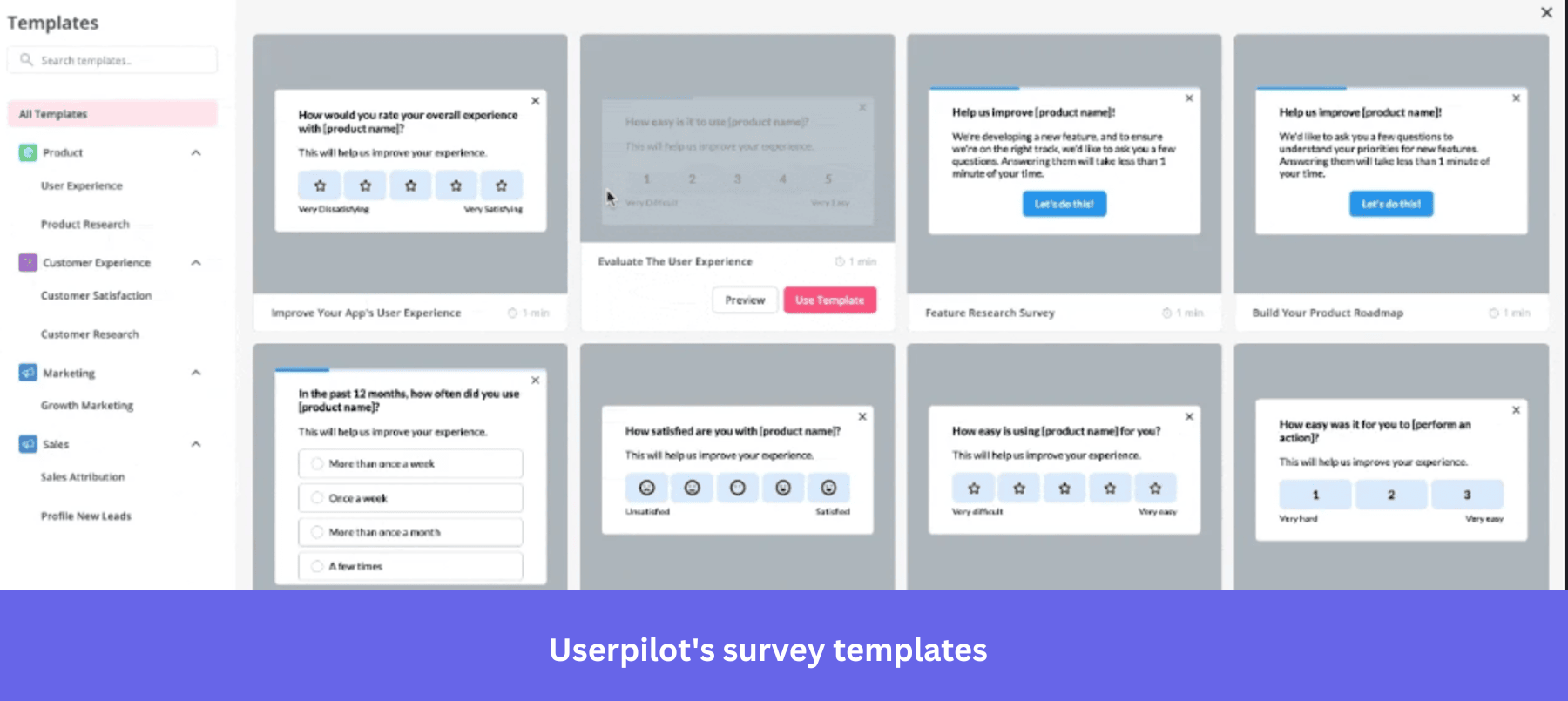 Userpilot survey templates