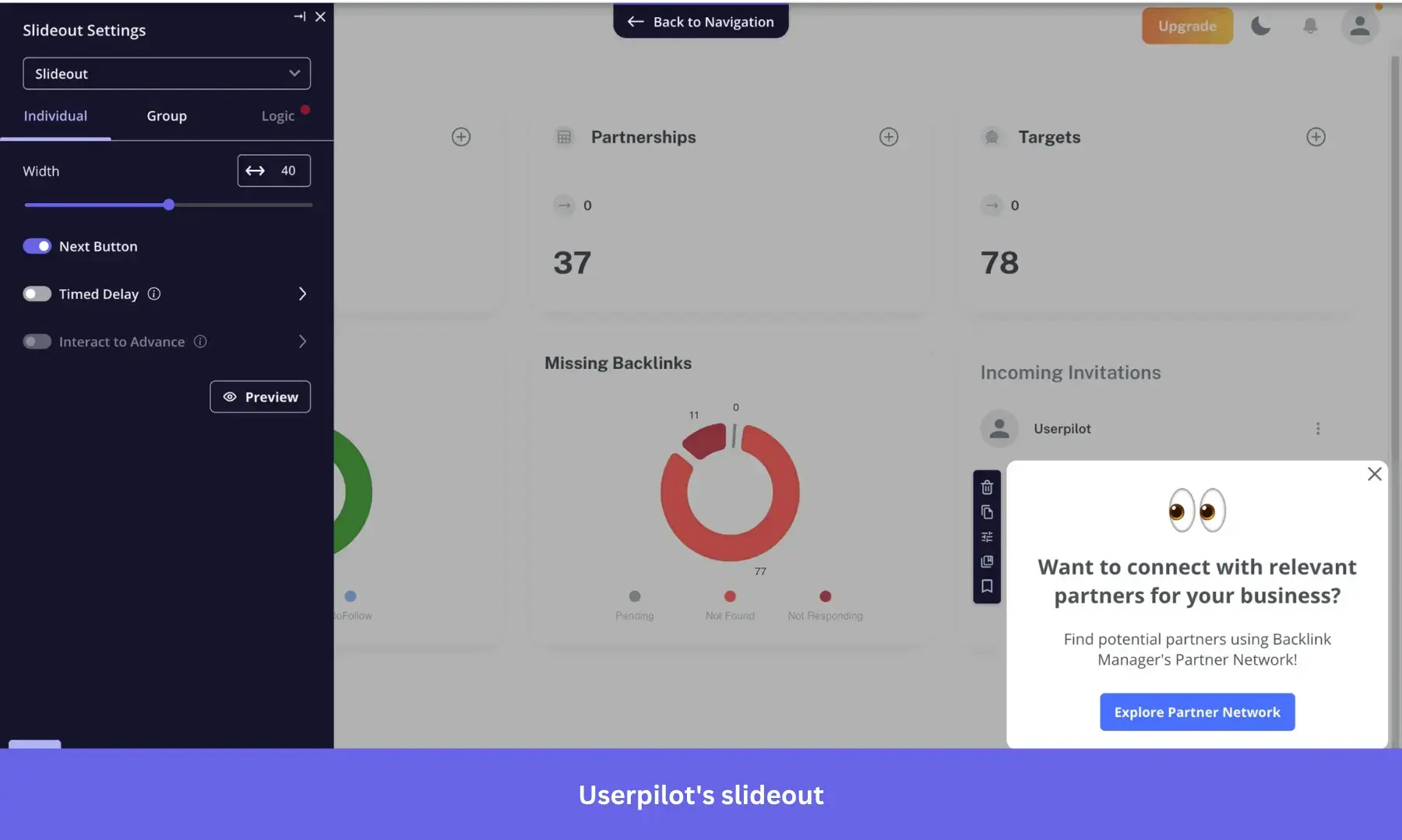 Userpilot slideout