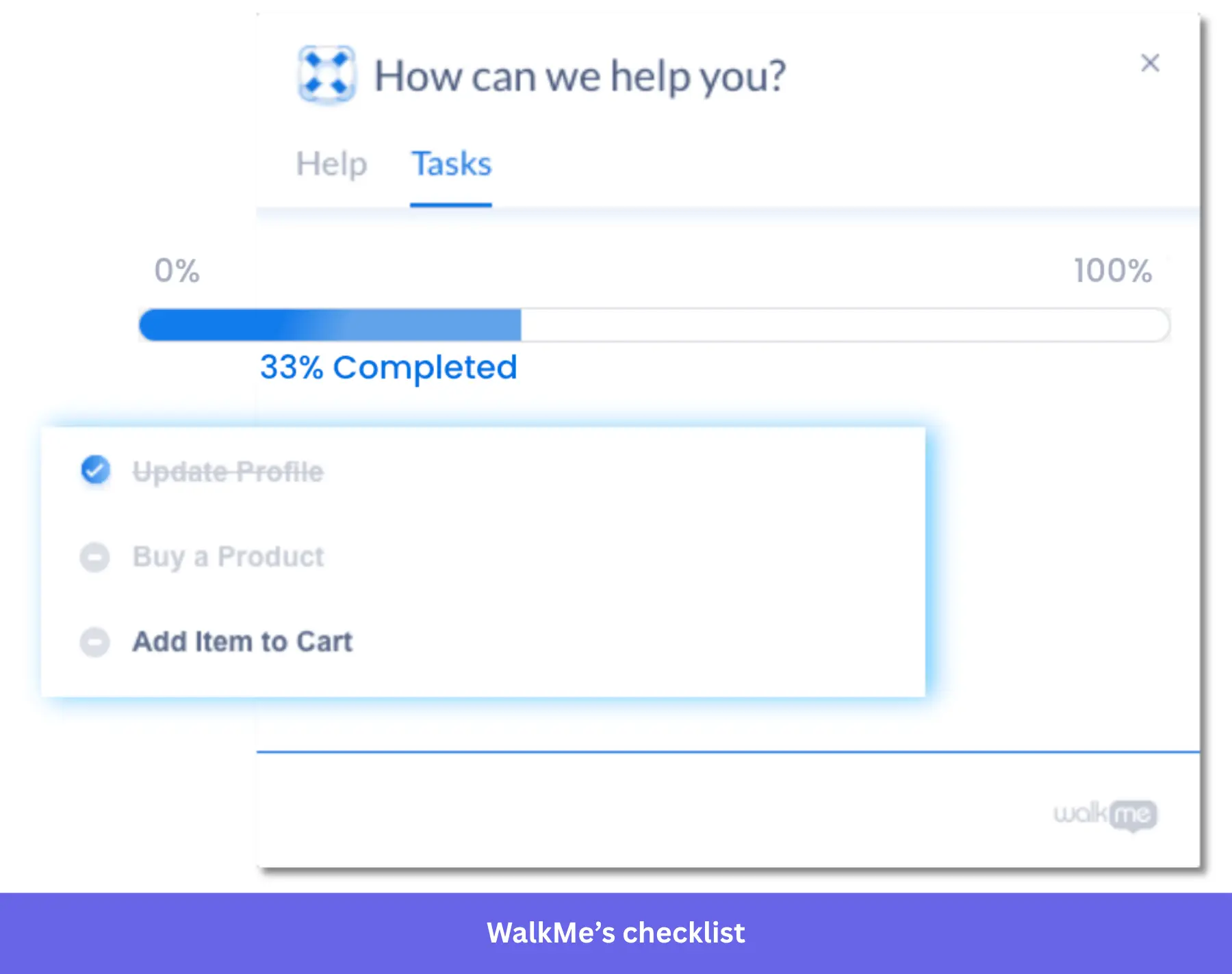 Walkme customizable onboarding checklist for efficient onboarding process.