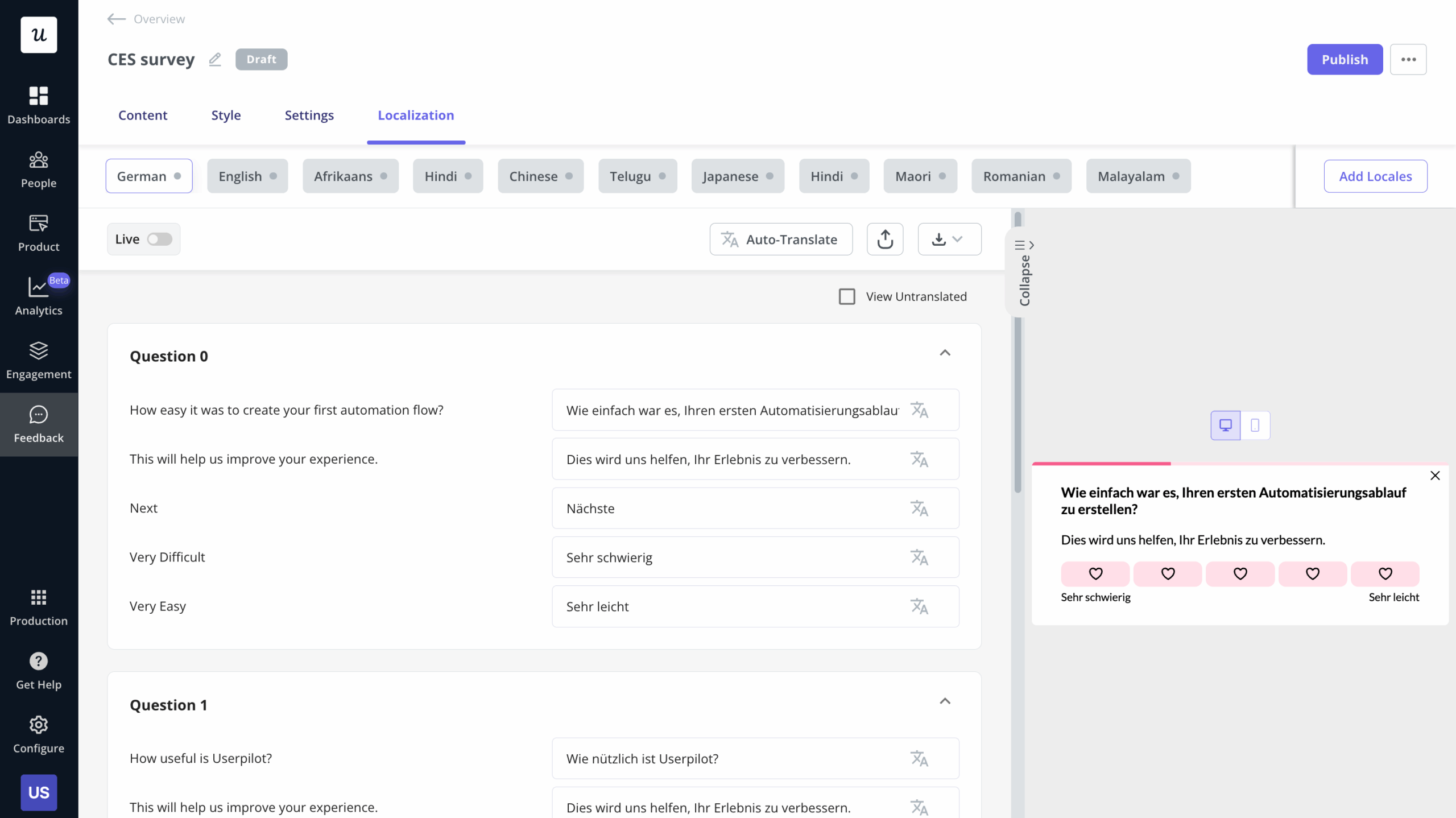 Localization in Userpilot.