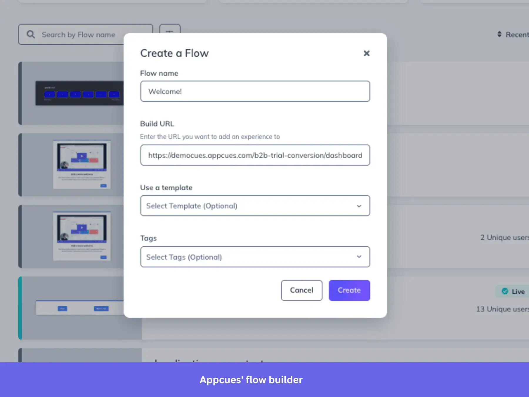 Building a user onboarding flow in Appcues.