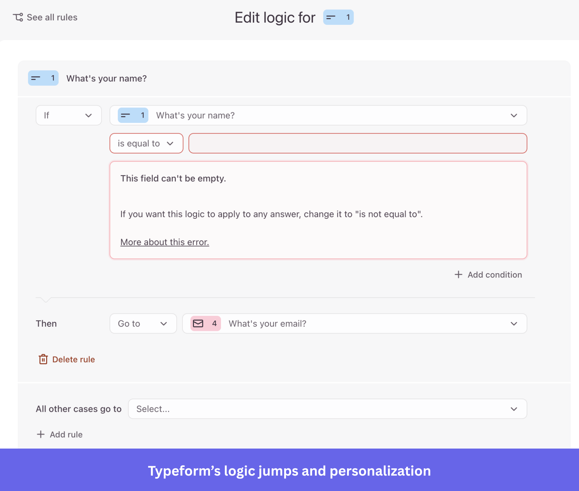 Typeform’s logic jumps and personalization feature