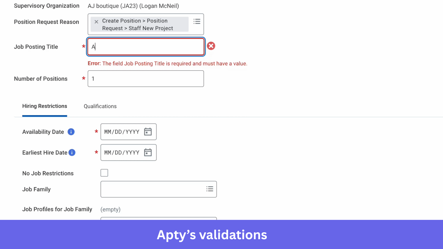 Apty validation feature