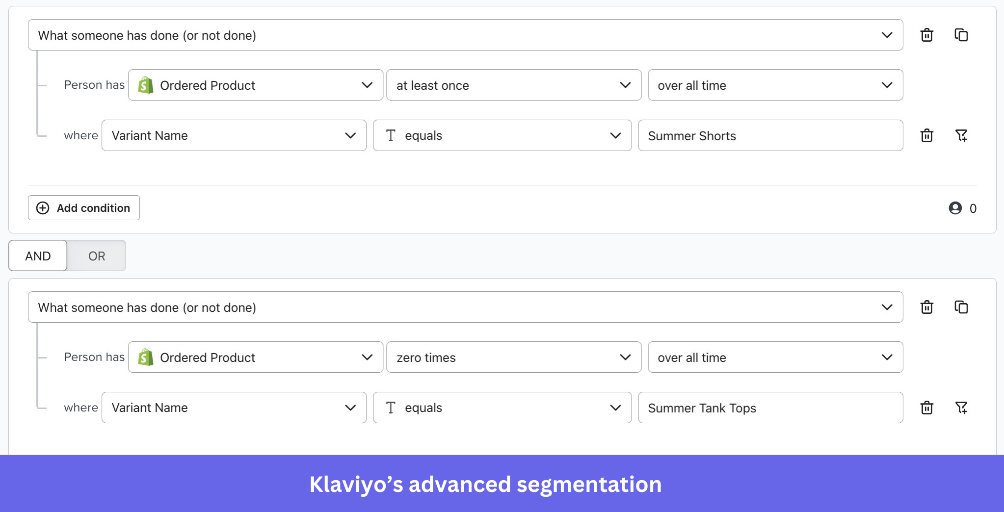 Klaviyo's advanced segmentation feature