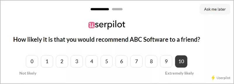 Create NPS surveys with Userpilot code-free