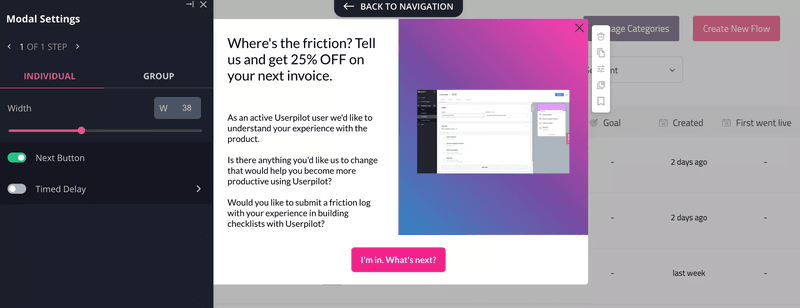 Screenshot of Userpilot slideout.
