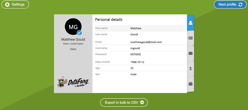 Datafairy project database