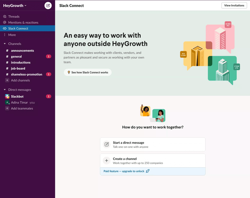 Slack uses personalization to give users’ an engaging first impression
