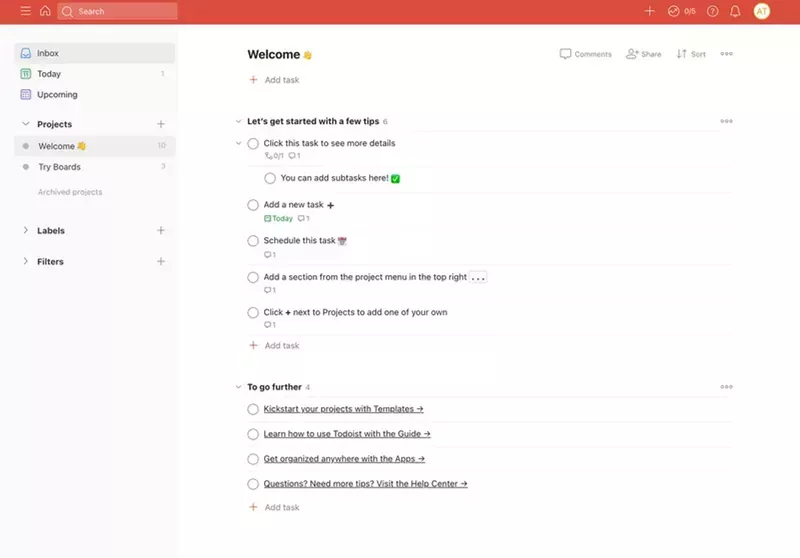 Screenshot of empty state population