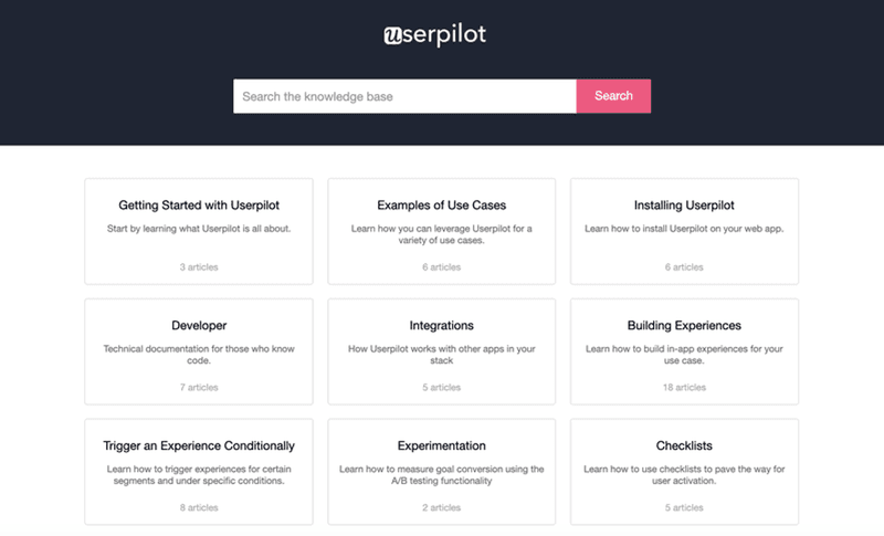Userpilot self-service knowledge base