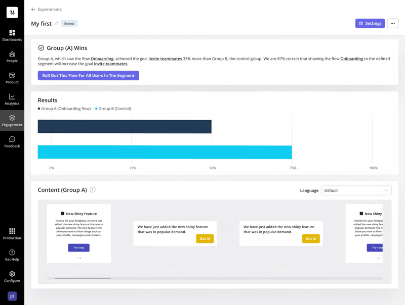 A/B tests in Userpilot