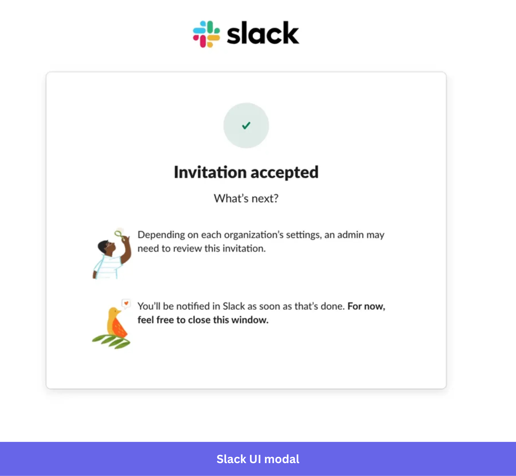 Slack confirmation UI modal