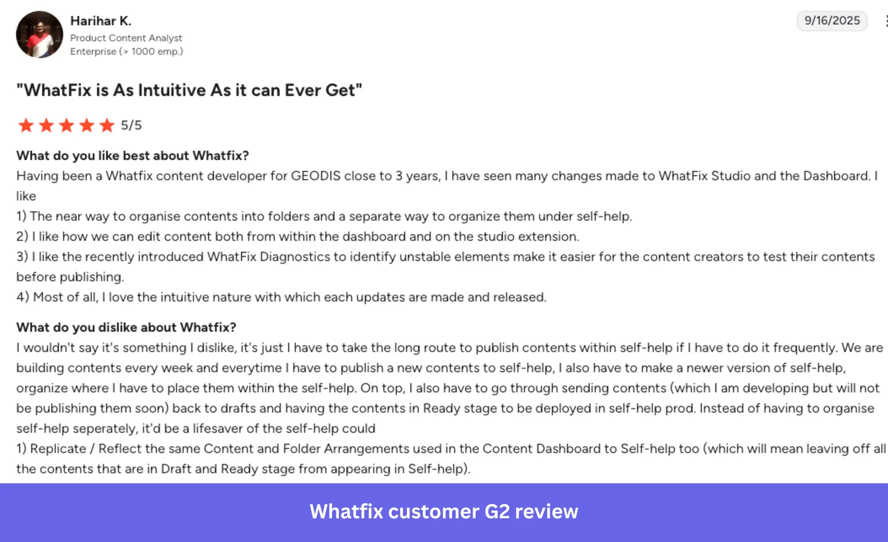Whatfix Customer review