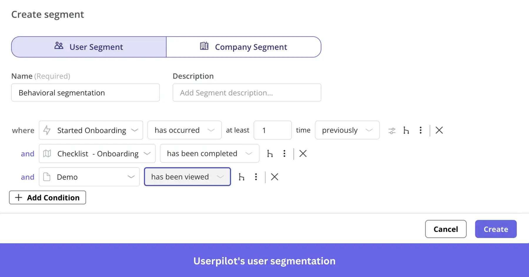 Userpilot user segmentation