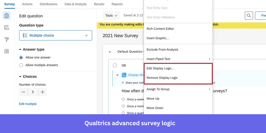 Qualtrics advanced survey logic feature