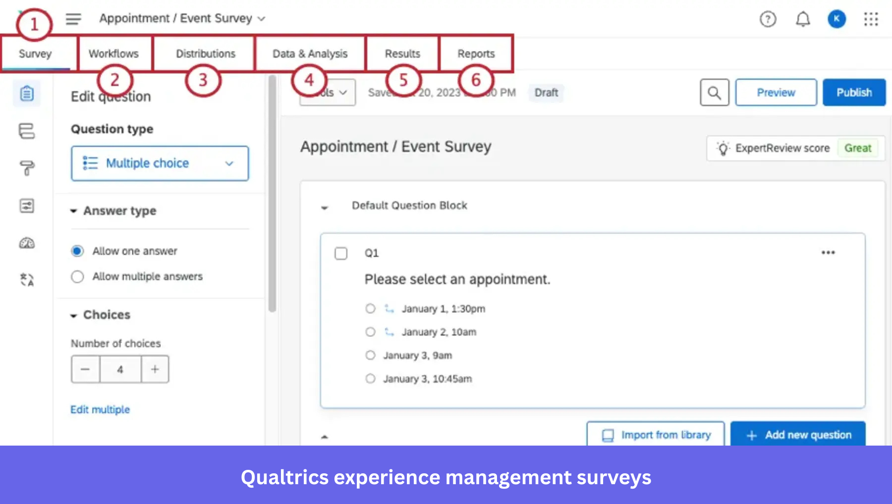 Qulatrics experience management surveys feature