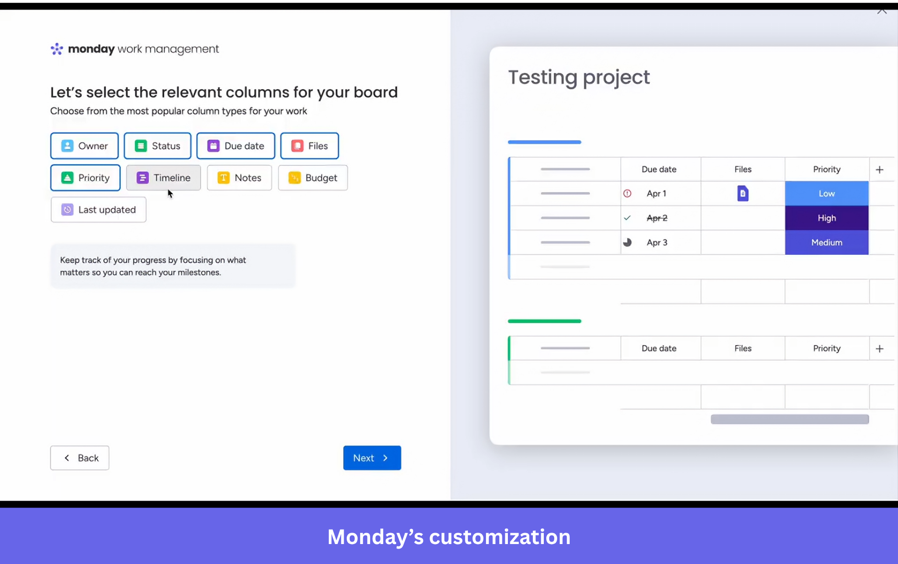 Monday simplified customization carousel.