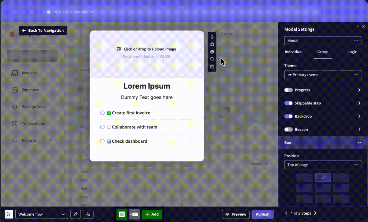 Userpilot's in-app engagement feature