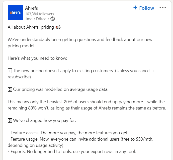 when raising prices announce it on social media