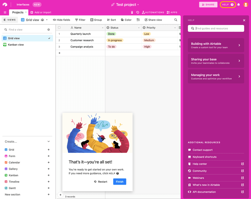 Screenshot of Resource Center