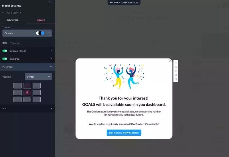 fake door test modal