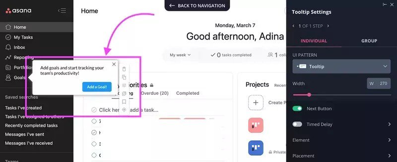 Asana's hypothetical fake door test