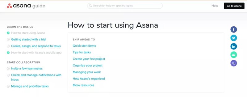 Asana self-serve guides