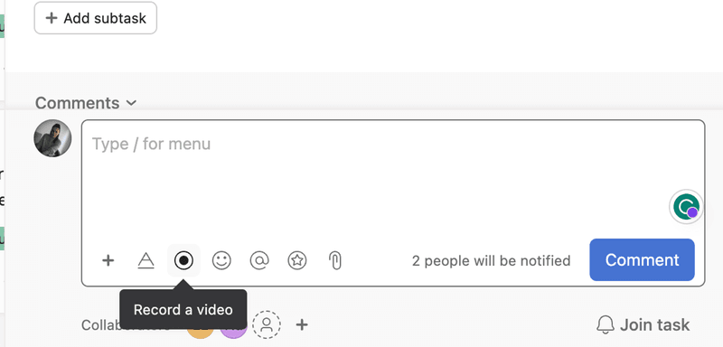 Asana-record-a-video