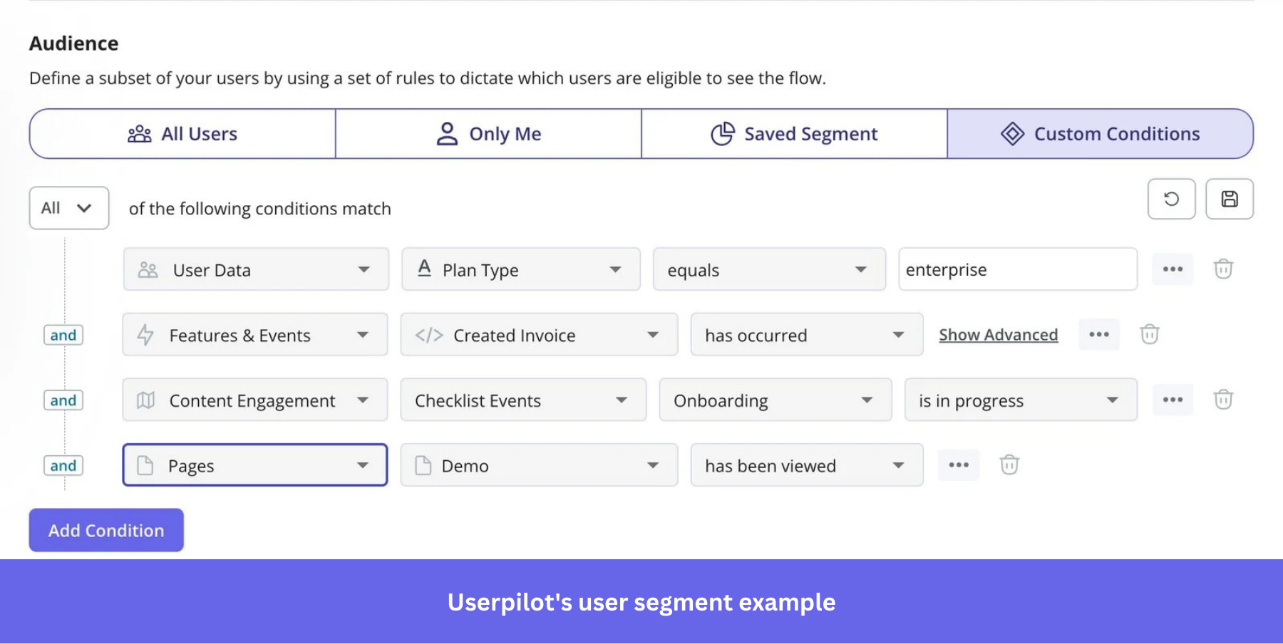 Userpilot user segment example