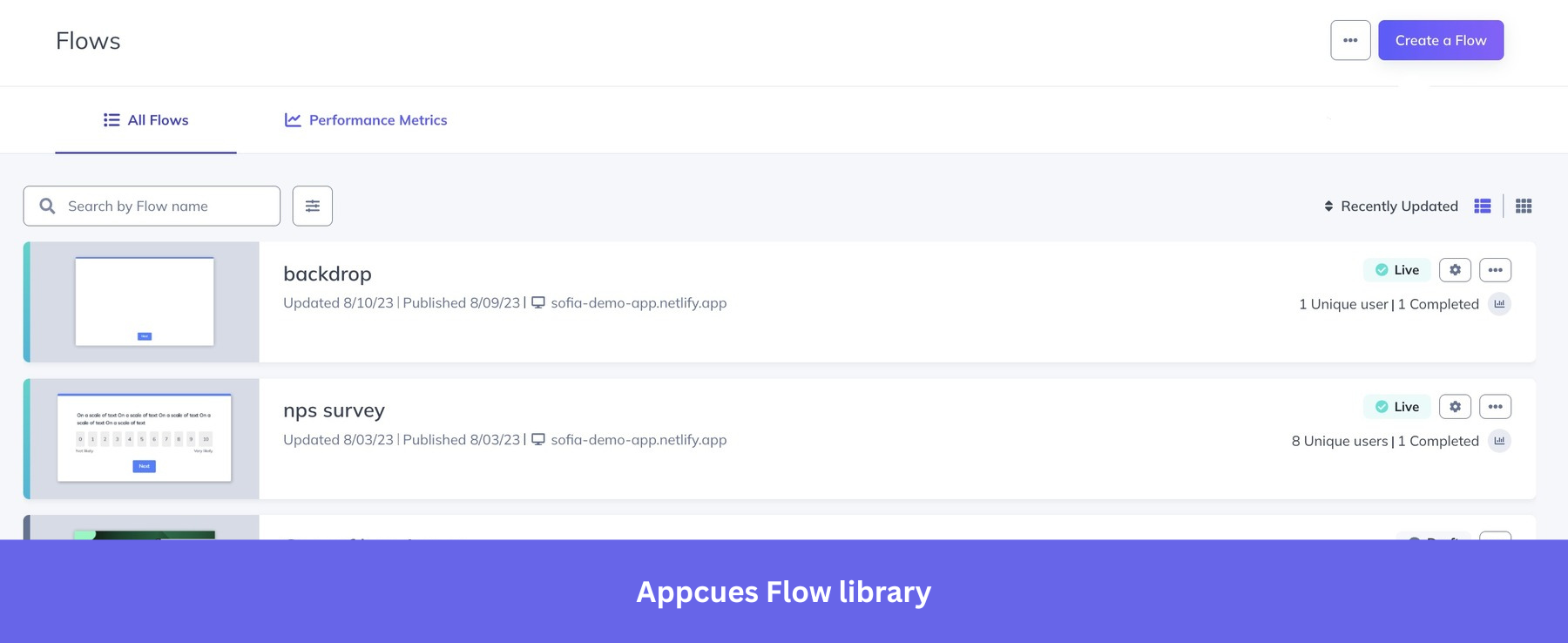Appcues flow library